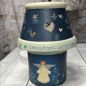 ✨ Evening Angels Gather Here Candle Holder – Angel & Hearts Cutout Luminary